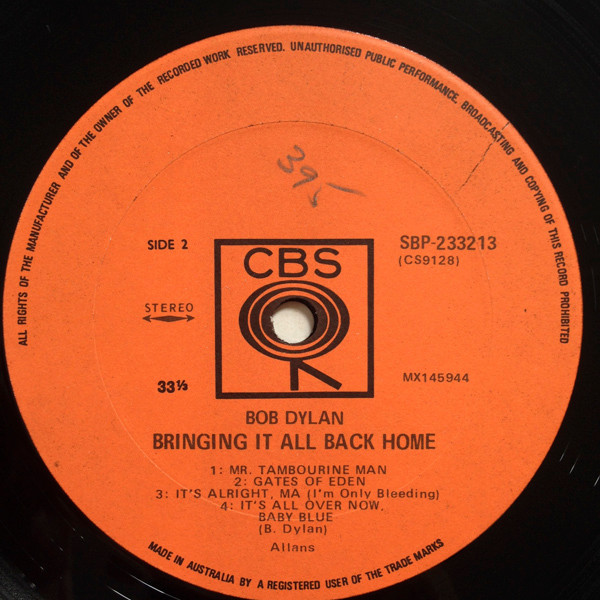 Bob Dylan - Bringing It All Back Home | CBS (SBP 233213) - 4 Bob Dylan - Bringing It All Back Home | CBS (SBP 233213) - 4