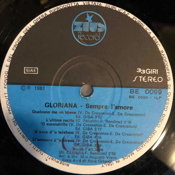 Gloriana - Sempre L'Amore... | Zeus Record (BE 0099) - 4 Gloriana - Sempre L'Amore... | Zeus Record (BE 0099) - 4