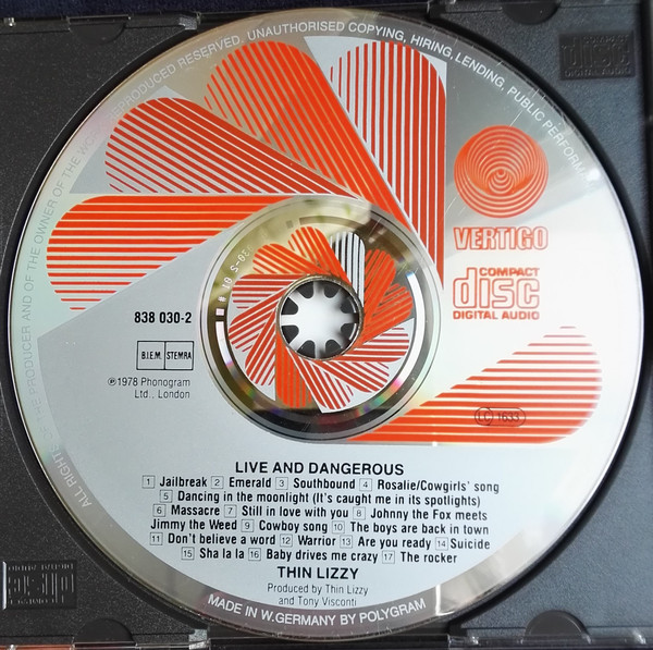 Thin Lizzy - Live And Dangerous | Vertigo (838 030-2) - 4 Thin Lizzy - Live And Dangerous | Vertigo (838 030-2) - 4