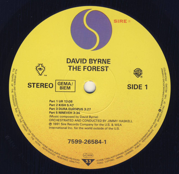 David Byrne - The Forest | Sire (7599 26584-1) - 3