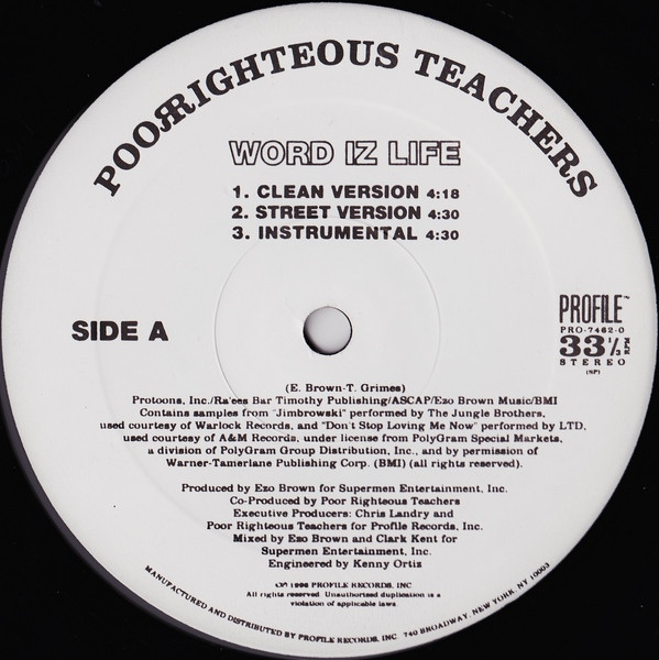Poor Righteous Teachers - Word Iz Life / Dreadful Day | Profile Records (PRO-7462-0) - 3 Poor Righteous Teachers - Word Iz Life / Dreadful Day | Profile Records (PRO-7462-0) - 3