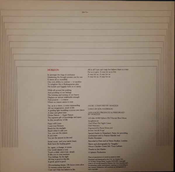 Jon & Vangelis - Private Collection | Polydor (813 174-1) - 4