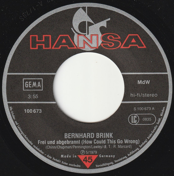 Bernhard Brink - Frei Und Abgebrannt | Hansa (100 673) - 2