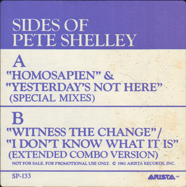 Pete Shelley - Sides Of Pete Shelley | Arista (SP-133) - 3