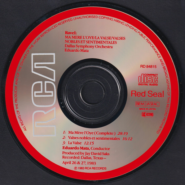 Maurice Ravel , Eduardo Mata , Dallas Symphony Orchestra - Ma Mère L'Oye; Valses Nobles Et Sentimentales; La Valse | RCA Red Seal (RD 84815) - 3