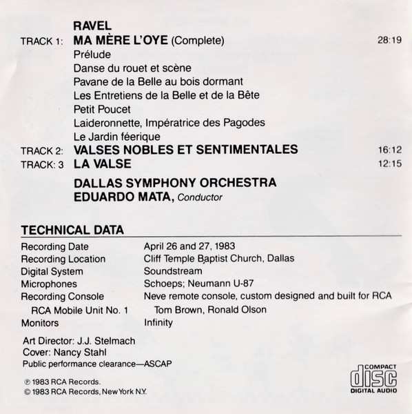 Maurice Ravel , Eduardo Mata , Dallas Symphony Orchestra - Ma Mère L'Oye; Valses Nobles Et Sentimentales; La Valse | RCA Red Seal (RD 84815) - 4