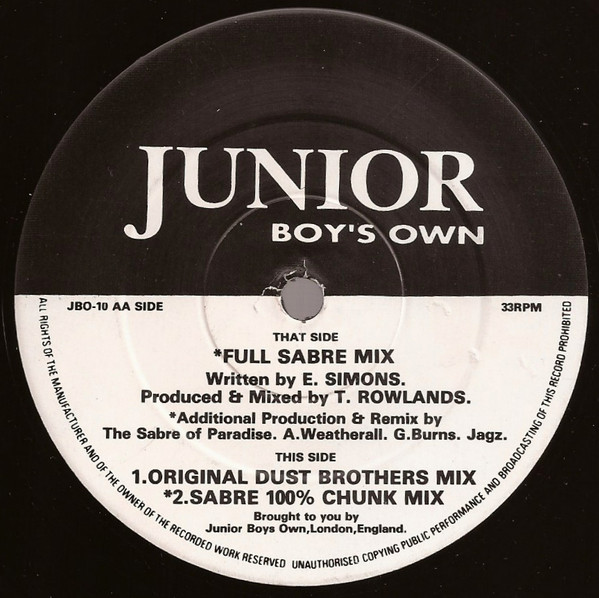 The Dust Brothers - Song To The Siren (Sabre Of Paradise Mixes) | Junior Boy's Own (JBO-10) - 2