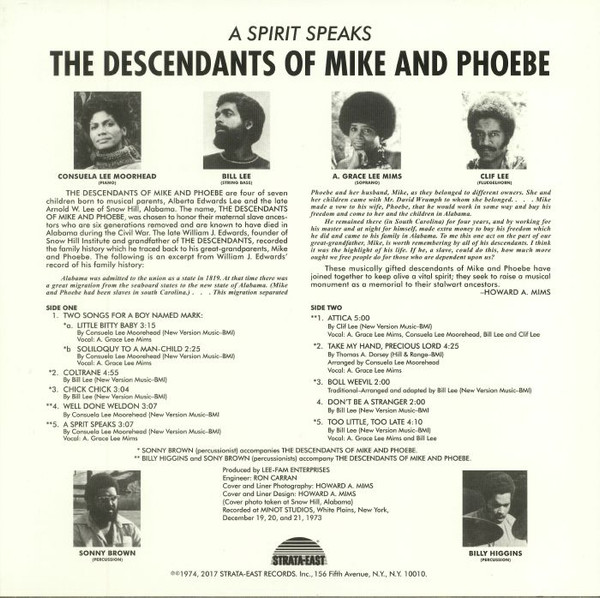The Descendants Of Mike And Phoebe - A Spirit Speaks | Strata-East (SES-19744) - 2