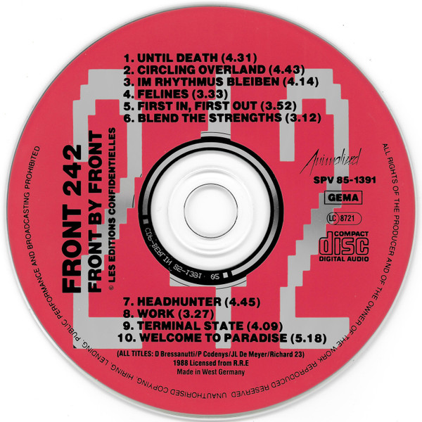 Front 242 - Front By Front [CD - 1st German Ed. 1988 - Animalized SPV 85-1391 - NM/NM] Industrial | Animalized (SPV 85-1391) - 4