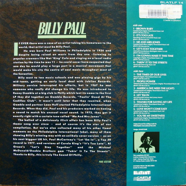 Billy Paul - The Sound Of Philadelphia | Blatant (BLATLP 14)