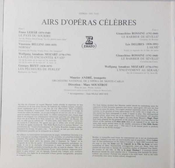Maurice André - Airs D'Opéras Célèbres | Erato (STU 71132) - 2
