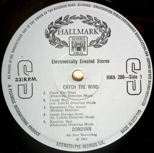 Donovan - Catch The Wind | Hallmark Marble Arch (HMA 200) - 3