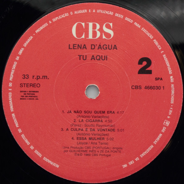 Lena D'Água - Tu Aqui | CBS (466030 1) - 4