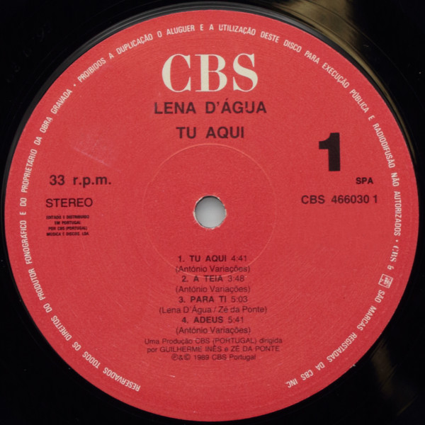 Lena D'Água - Tu Aqui | CBS (466030 1) - 3