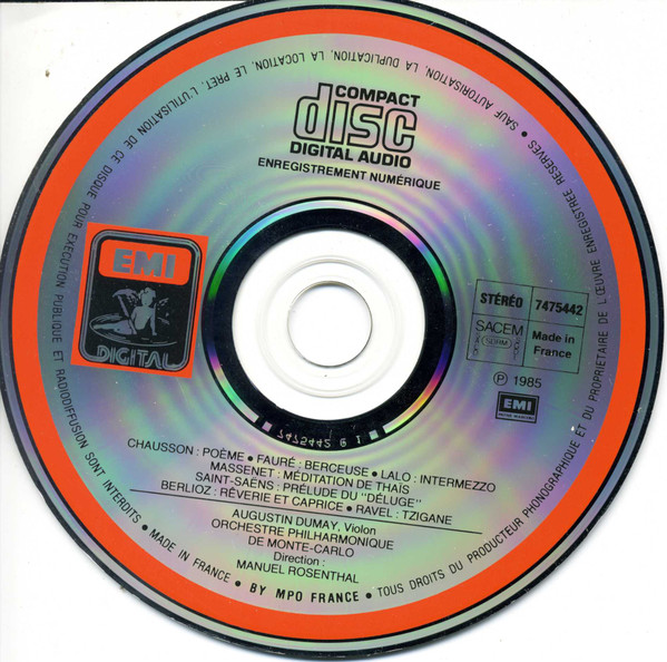 Augustin Dumay , Manuel Rosenthal , Orchestre Philharmonique De Monte-Carlo - Ernest Chausson / Hector Berlioz / Jules Massenet / Camille Saint-Saëns / Édouard Lalo / Gabriel Fauré / Maurice Ravel - Augustin Dumay | EMI Digital (7475442) - 3