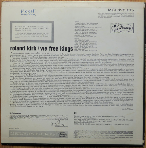 Roland Kirk - We Free Kings | Mercury (MCL 125 015) - 2