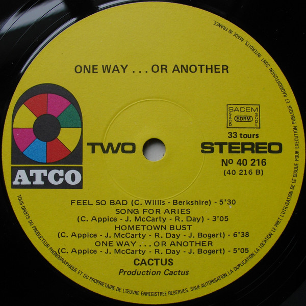 Cactus - One Way... Or Another | ATCO Records (40216) - main Cactus - One Way... Or Another | ATCO Records (40216) - main