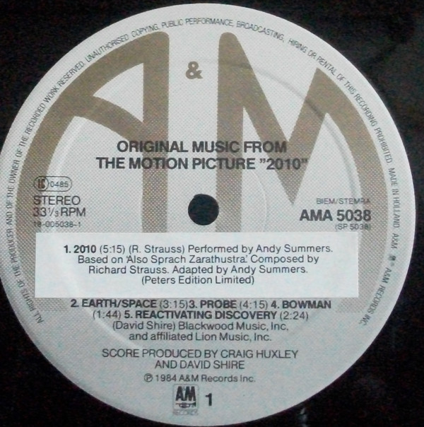 David Shire - 2010 (Original Music From The Motion Picture) | A&M Records (AMA 5038)