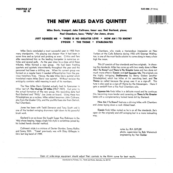 The Miles Davis Quintet - Miles | Original Jazz Classics (OJC-006) - 2 The Miles Davis Quintet - Miles | Original Jazz Classics (OJC-006) - 2