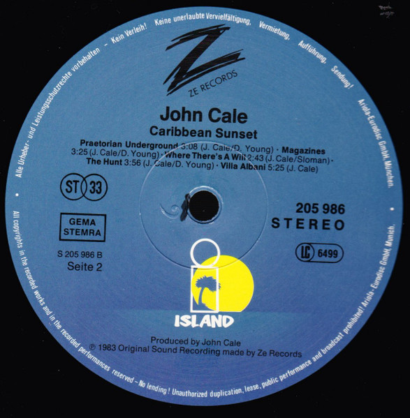 John Cale - Caribbean Sunset | Island Records (205 986-320) - 4 John Cale - Caribbean Sunset | Island Records (205 986-320) - 4