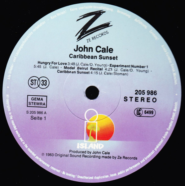 John Cale - Caribbean Sunset | Island Records (205 986-320) - 3 John Cale - Caribbean Sunset | Island Records (205 986-320) - 3
