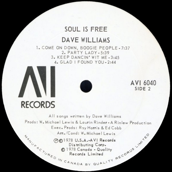 David Williams - Soul Is Free [Vinyl] | AVI Records (AVI 6040) - 4