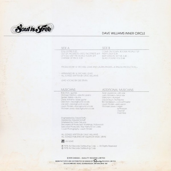 David Williams - Soul Is Free [Vinyl] | AVI Records (AVI 6040) - 2
