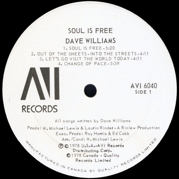David Williams - Soul Is Free [Vinyl] | AVI Records (AVI 6040) - 3