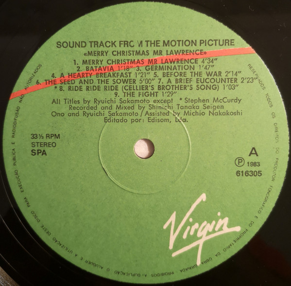 Ryuichi Sakamoto - Merry Christmas Mr. Lawrence (Sound Track From The Motion Picture) | Virgin (616305) - 3
