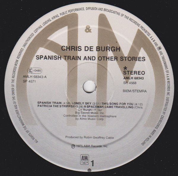 Chris de Burgh - Spanish Train And Other Stories | A&M Records (AMLH 68343) - 3