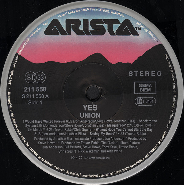 Yes - Union | Arista (211 558) - 2 Yes - Union | Arista (211 558) - 2