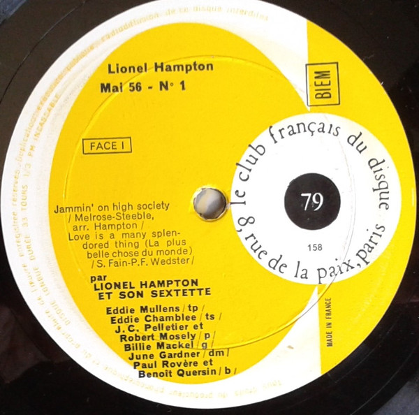 Lionel Hampton - Mai 56 N°1 | Le Club Français Du Disque (79) - 3 Lionel Hampton - Mai 56 N°1 | Le Club Français Du Disque (79) - 3