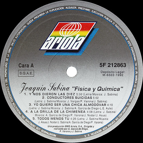 Joaquín Sabina - Física Y Química | Ariola (5F 212863) - 3