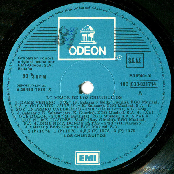 Los Chunguitos - Lo Mejor De Los Chunguitos | Odeon (10C 038-021.714) - 3 Los Chunguitos - Lo Mejor De Los Chunguitos | Odeon (10C 038-021.714) - 3