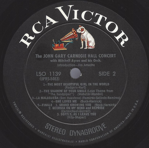 John Gary - Carnegie Hall Concert | RCA Victor (LSO-1139) - 4
