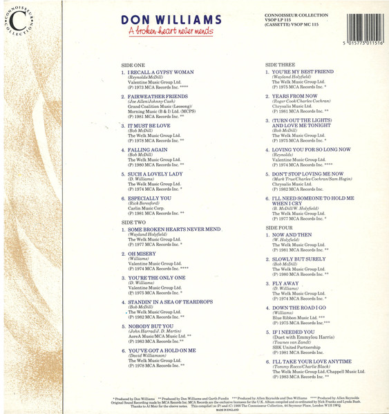 Don Williams - A Broken Heart Never Mends - 24 Great Tracks | Connoisseur Collection (VSOP LP 115) - 2