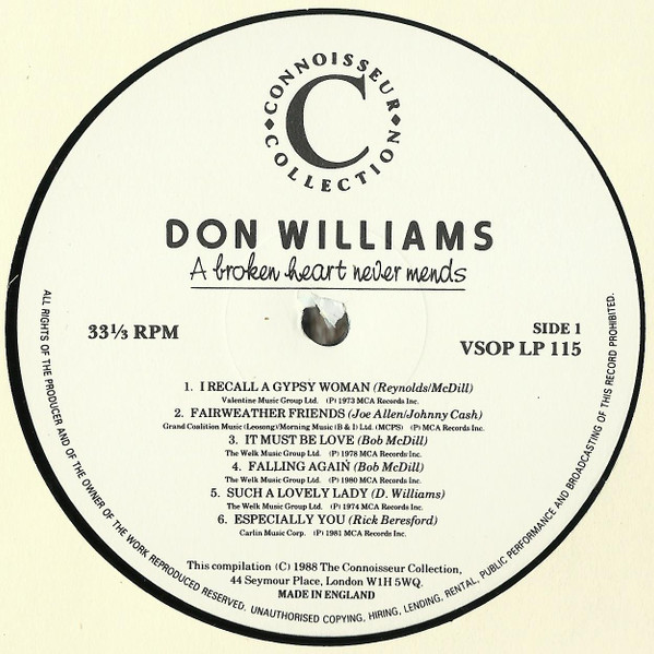 Don Williams - A Broken Heart Never Mends - 24 Great Tracks | Connoisseur Collection (VSOP LP 115) - 4