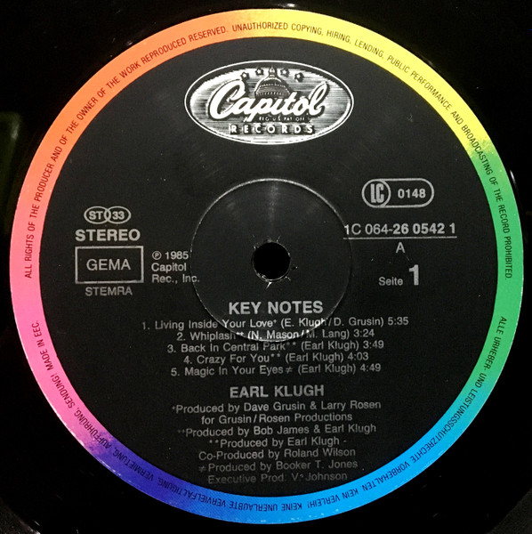 Earl Klugh - Key Notes | Capitol Records (1C 064-26 0542 1) - 3