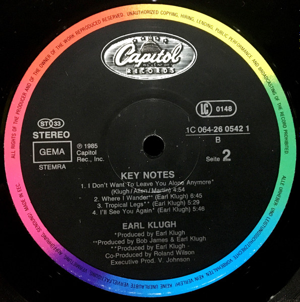 Earl Klugh - Key Notes | Capitol Records (1C 064-26 0542 1) - 4