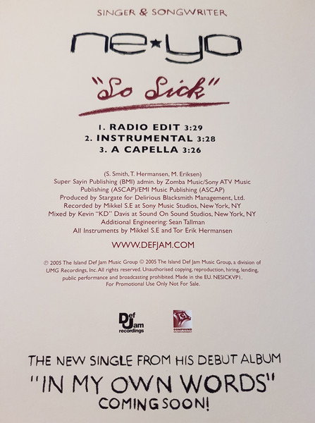 Ne-Yo - So Sick | Def Jam Recordings (NESICKVPI) - 3