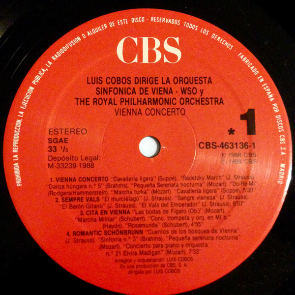 Luis Cobos Dirige Wiener Symphoniker Y Royal Philharmonic Orchestra - Vienna Concerto | CBS (CBS 463136 1 (SE)) - 3