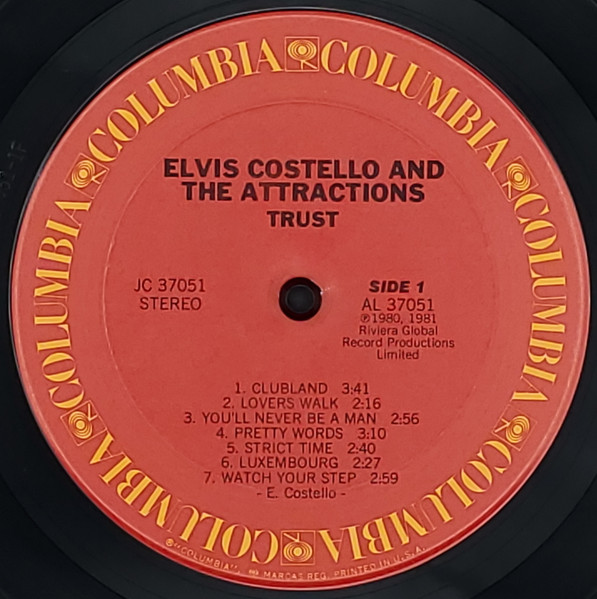 Elvis Costello & The Attractions - Trust | Columbia (JC 37051) - 3 Elvis Costello & The Attractions - Trust | Columbia (JC 37051) - 3