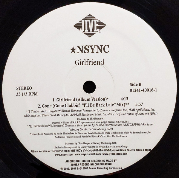 *NSYNC Featuring  Nelly - Girlfriend (The Neptunes Remix) | Jive (01241-40016-1) - 3