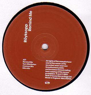 Röyksopp - Remind Me | Wall Of Sound (WALLT074X) - 3 Röyksopp - Remind Me | Wall Of Sound (WALLT074X) - 3