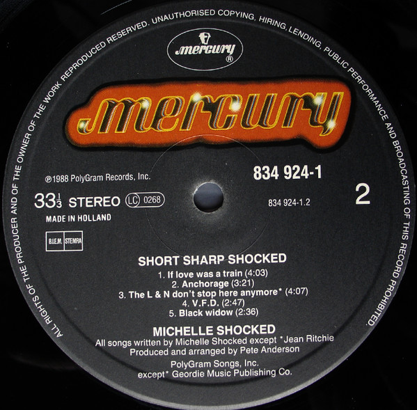 Michelle Shocked - Short Sharp Shocked | Mercury (834 924-1) - 4