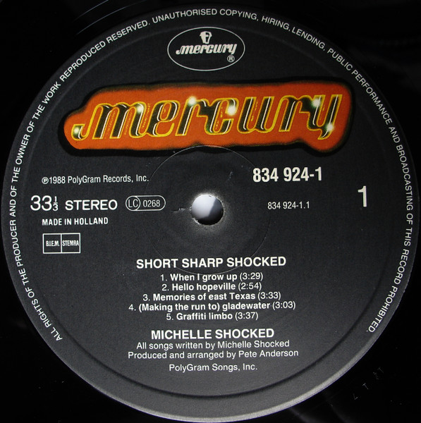 Michelle Shocked - Short Sharp Shocked | Mercury (834 924-1) - 3