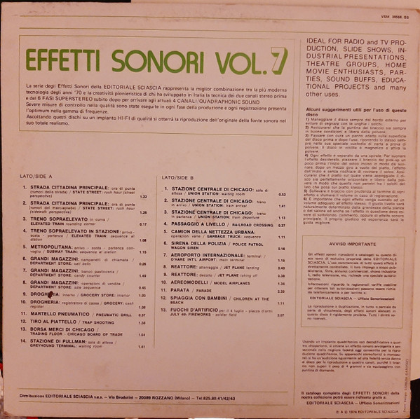 No Artist - Sound Effects 7 - Effetti Sonori Vol. 7 | Vedette Records (VSM 38568) - 2