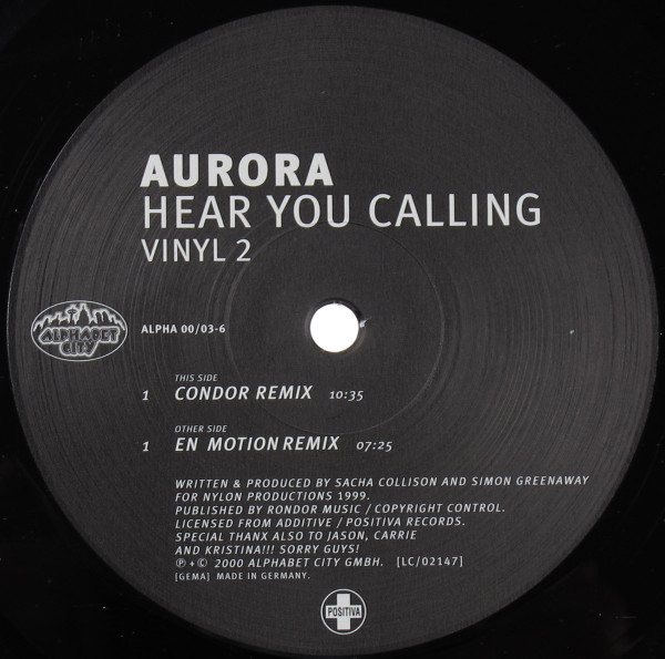 Aurora - Hear You Calling (Vinyl 2) | Alphabet City (ALPHA 00/03-6) - main Aurora - Hear You Calling (Vinyl 2) | Alphabet City (ALPHA 00/03-6) - main