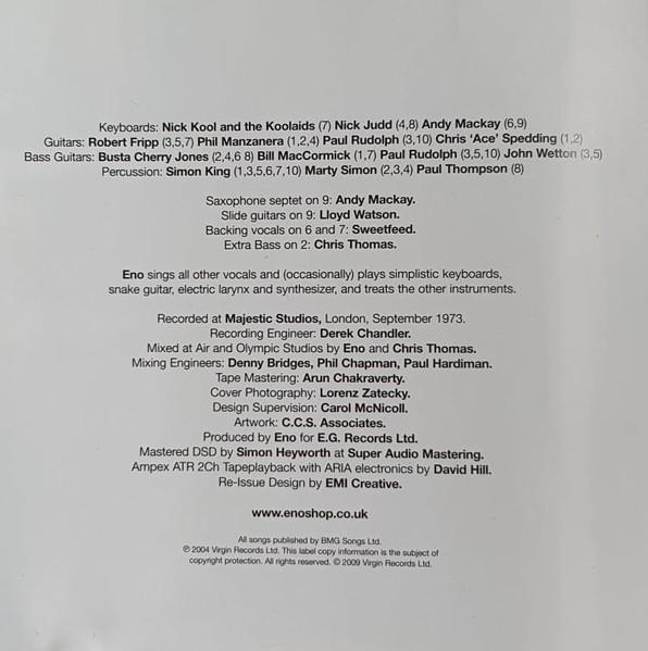 Brian Eno - Here Come The Warm Jets | EMI (50999 6 84533 2 9) - 4