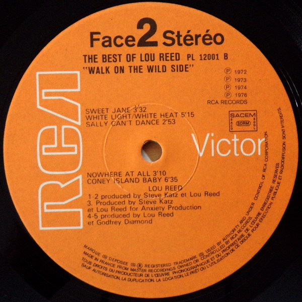Lou Reed - Walk On The Wild Side - The Best Of Lou Reed | RCA Victor (PL 12001) - 4 Lou Reed - Walk On The Wild Side - The Best Of Lou Reed | RCA Victor (PL 12001) - 4
